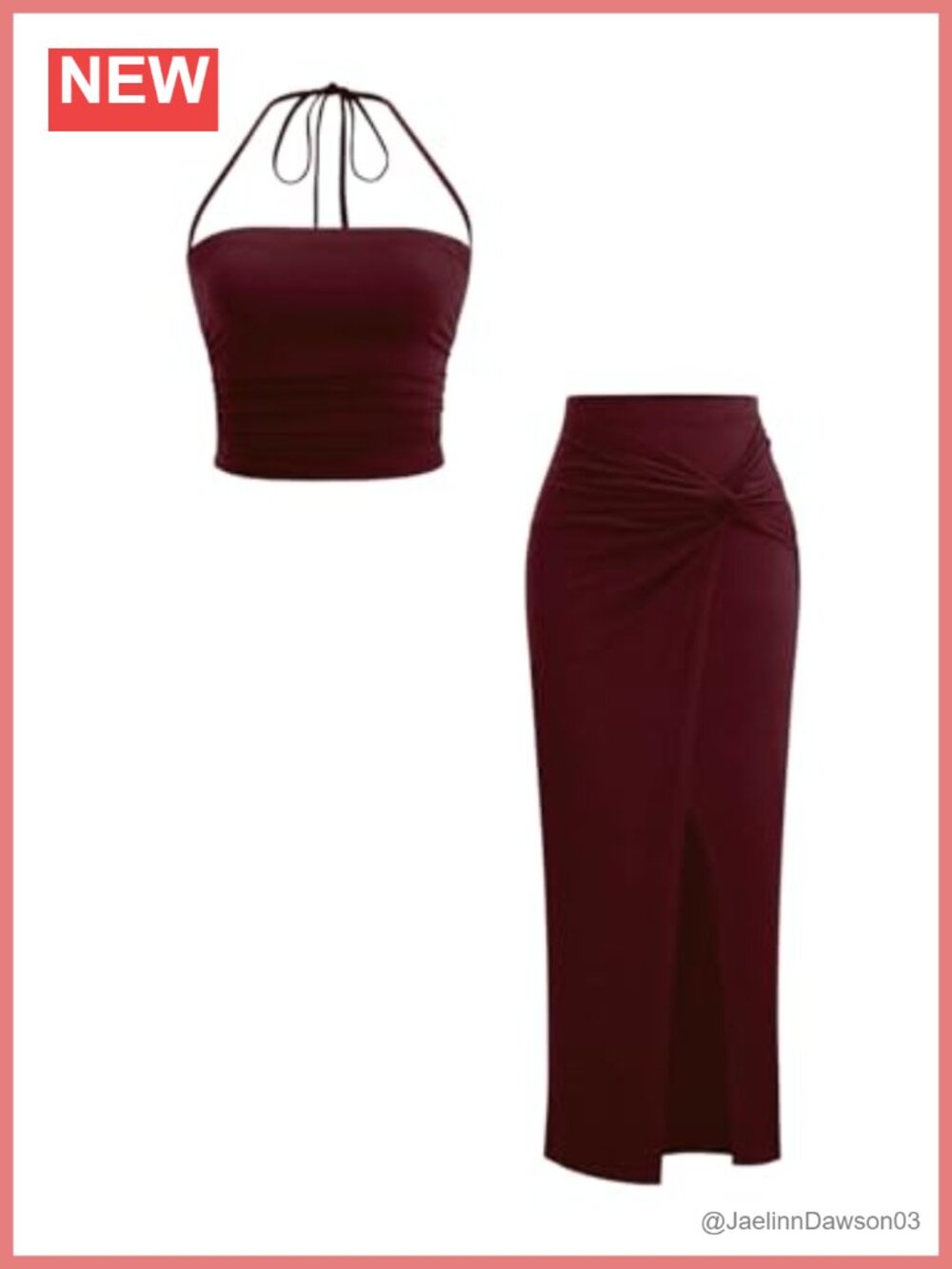 2 Piece Skirt Set Sleeveless Twist Knot Tie Back Fitted Summer Vacation Outfit